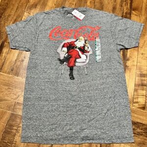 Coca-Cola Santa Claus‎ Graphic T-Shirt Mens Medium Charcoal Snow Christmas NWT